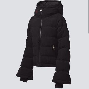 Perfect moment polar flare quilted corduroy hooded ski down jacket